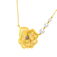 14k Gold Flower Necklace With Pearls On A Chain For Cheap