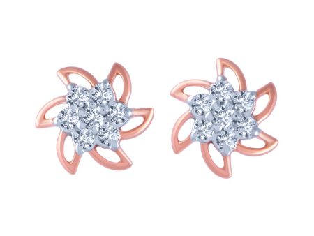 18k (750) Rose Gold And Diamond Stud Earrings For Women Sale