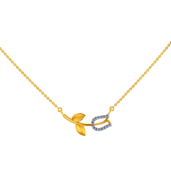 18k Diamond Necklace With A Diamond Studded Tulip Pendant Fashion