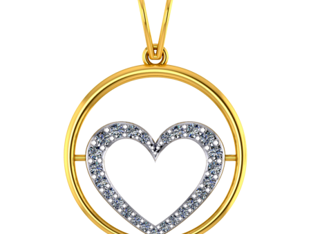 18k Diamond Pendant With Diamond-studded Heart In The Centre Of A Circle Online