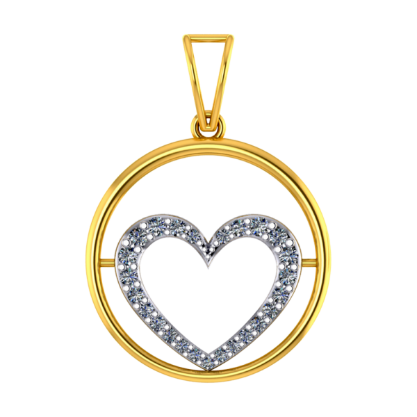 18k Diamond Pendant With Diamond-studded Heart In The Centre Of A Circle Online