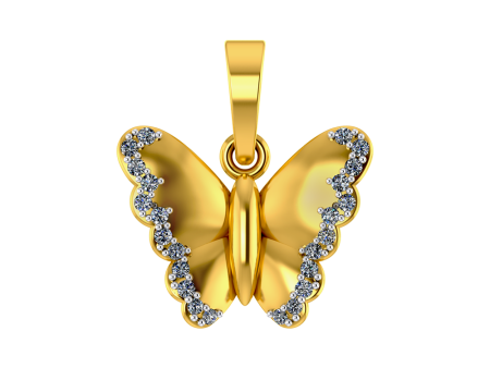 18k Butterfly Diamond Gold Pendant Cheap