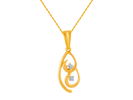 18k (750) Yellow Gold And Diamond Pendant For Women Cheap