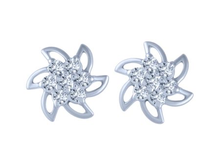 18k (750) White Gold And Diamond Stud Earrings For Women Online now