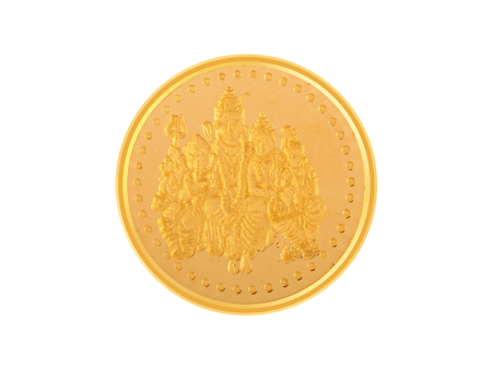 22k (916) 10 Gm Shiv, Parvati, Ganesh, Kartikeya Yellow Gold Coin on Sale