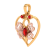 14k Heart Themed Floral Motif Red Stone Studded Gold Locket Online Hot Sale