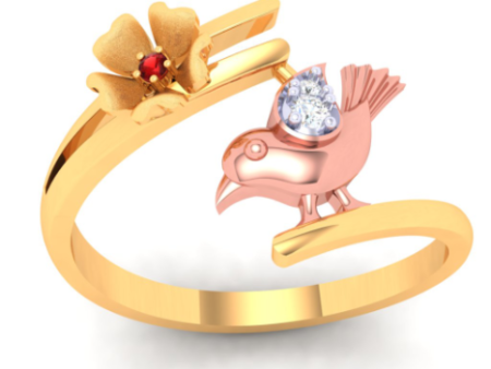 18k Beautiful Diamond Ring With A Yellow Gold Bird From P.c Chandra Jewellers Online Sale