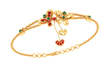 Lovely 22k Gold Gems Embellished Butterfly Design Bracelet For Women From Mugdhaa Collection Sale