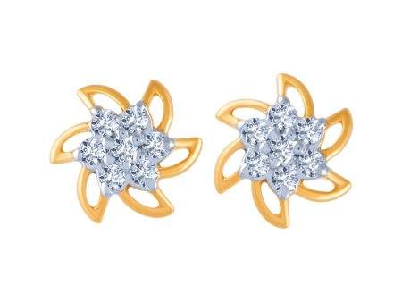 18k (750) Yellow Gold And Diamond Stud Earrings For Women Supply