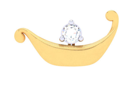 14KT Boat Shaped Stud Gold Nosepin With A Diamond From Online Exclusive Collection For Sale