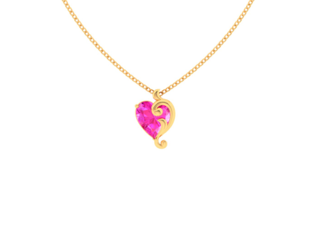 14k Gold Pendant Adorned With Heart Shape Pink Stone Online now