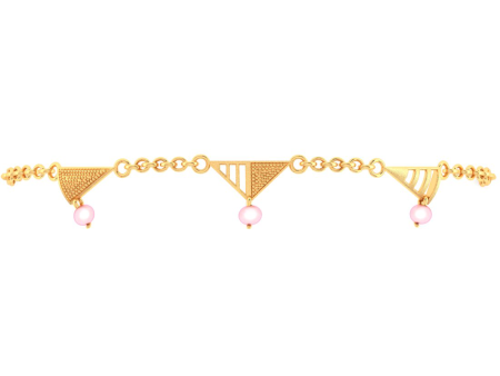 14k Exclusive Gold Bracelet With Triangular Designs And Beads Hot on Sale