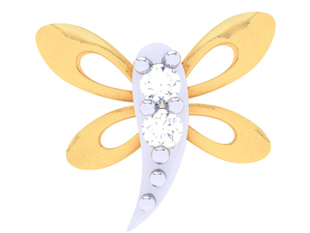 18KT Dragonfly Shaped Gold Nosepin With Three Diamonds From P.c Chandra Jewellers For Discount