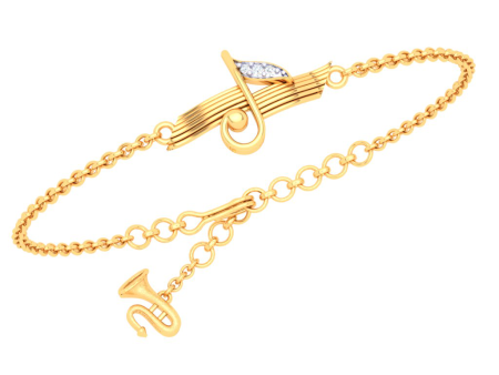 18KT Musical Note With Trumpet Gold Bracelet From Diamond Collection Fashion