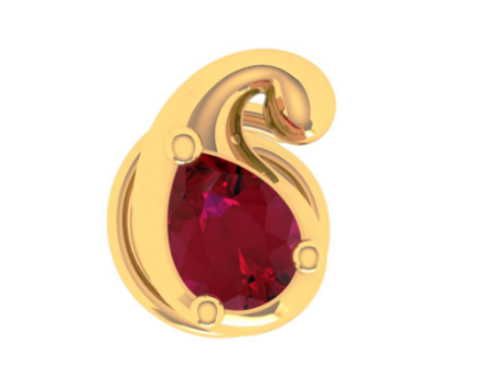 18KT Red Stone Studded Unique & Exclusive Gold Nose Pin Online Hot Sale