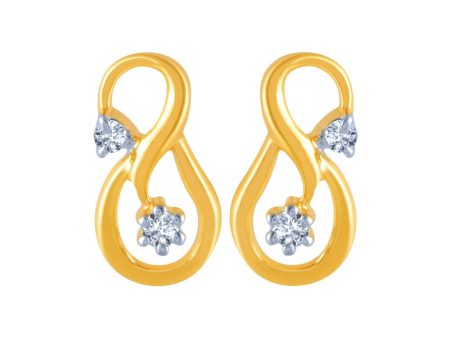 14k (585) Yellow Gold And Diamond Stud Earrings For Women For Sale