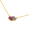 Heart-shaped 14k Gold Pendant With Diamond And Ruby Detailing For Sale