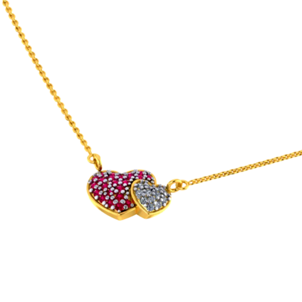 Heart-shaped 14k Gold Pendant With Diamond And Ruby Detailing For Sale