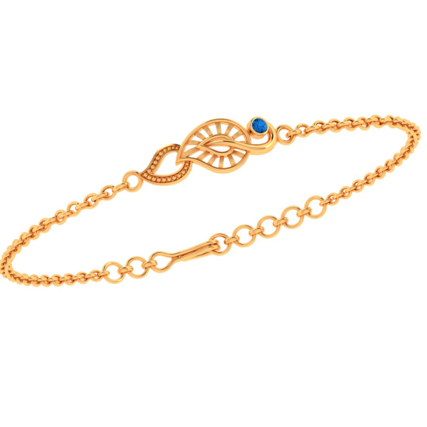 14k Kalka Style Gold Bracelet With A Gilded Blue Stone Online now