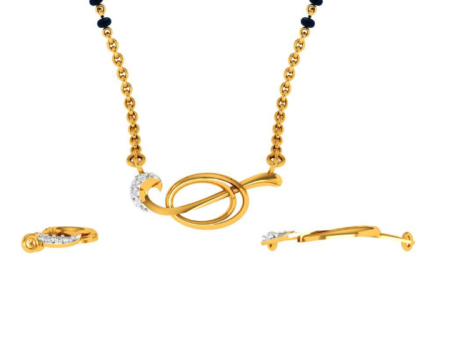 18KT (750) Yellow Gold And Diamond Mangalsutra (artificial Beaded) For Women Fashion