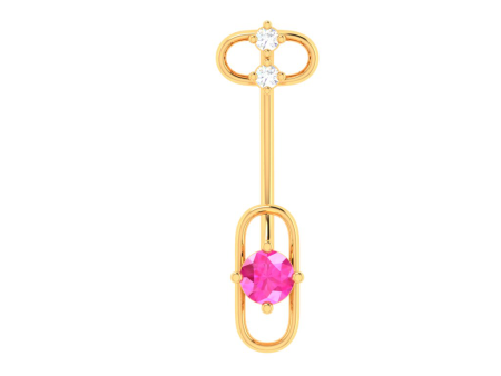 14k Dazzling Carabiner-shaped Diamond Belly Button Ring For Cheap