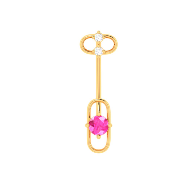 14k Dazzling Carabiner-shaped Diamond Belly Button Ring For Cheap