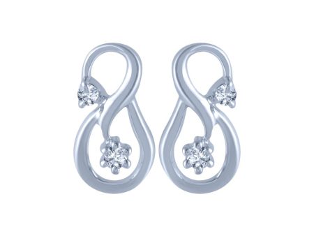 14k (585) White Gold And Diamond Stud Earrings For Women Discount