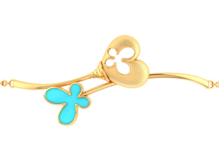 14k Gold Bracelet Adorned With A Butterfly And A Hollowed-out Butterfly Heart Online now