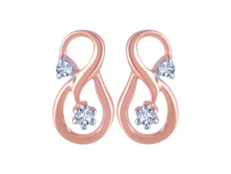 14k (585) Rose Gold And Diamond Stud Earrings For Women Online Hot Sale