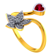 18k Diamond Ring With A Diamond Studded Five-petal Floral Design And A Mini Heart Pendant Hot on Sale