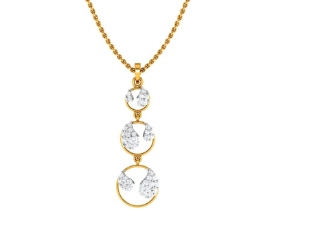 Imperative Diamond Embedded Tri-ringed Design 18KT Gold Pendant on Sale