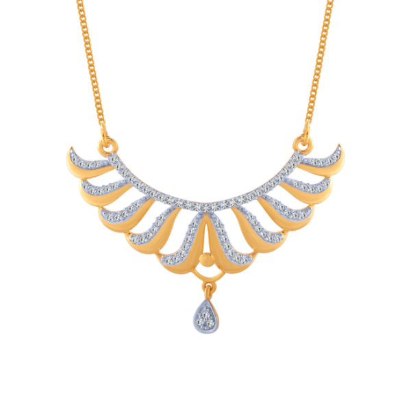 14KT (585) Yellow Gold And American Diamond Chain For Women Online