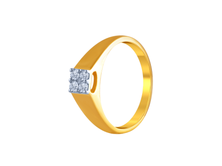 18k (750) Yellow Gold And Diamond Ring For Men For Sale