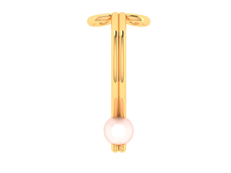 14k Gold Lip Ring With A Pearl For Sale