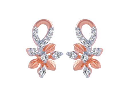 14KT (585) Rose Gold And Diamond Stud Earrings For Women Online