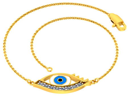 Chic And Stylish 18k Gold And Diamond Studded Evil Eye Bracelet For Women Pc Chandra Diamond Collection For Discount