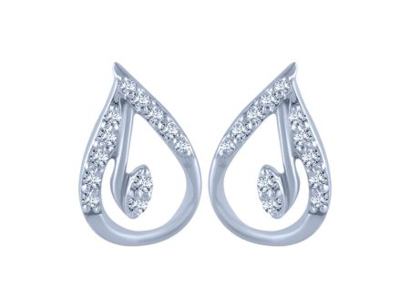 14k (585) White Gold And Diamond Stud Earrings For Women on Sale