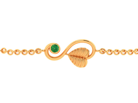 14k Gold Bracelet Leafy Kalka Style With Green Stone Online