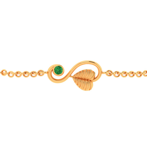 14k Gold Bracelet Leafy Kalka Style With Green Stone Online