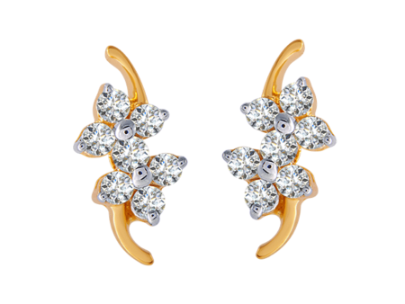 18KT (750) Yellow Gold And Diamond Clip-on Earrings For Women Fashion