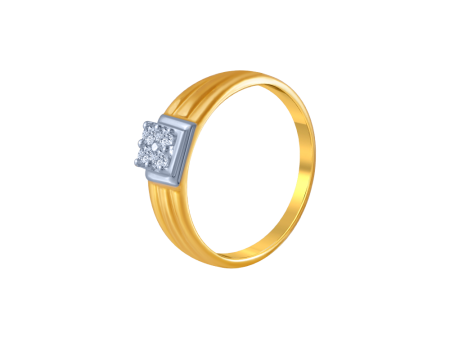 18k (750) Yellow Gold And Diamond Ring For Men on Sale