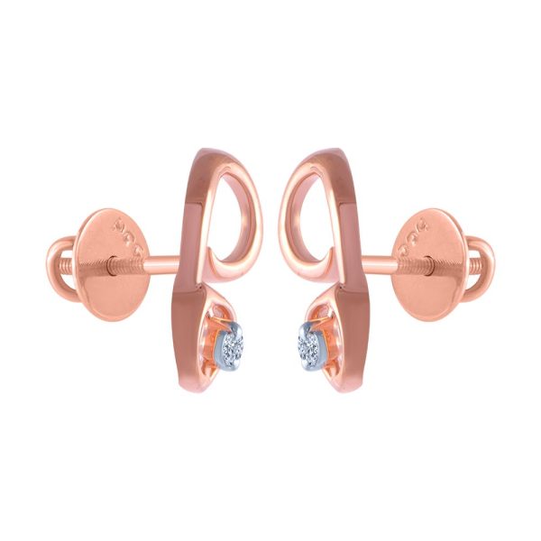 14k (585) Rose Gold And Diamond Stud Earrings For Women Supply