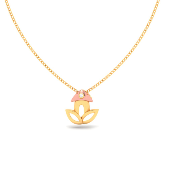 18k Hut With Two Leaves Shape Gold & Diamond Pendant From P.c Chandra Jewellers Cheap