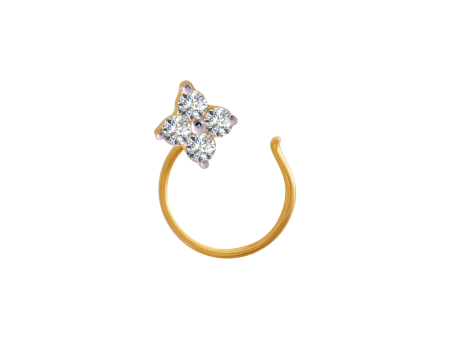 18KT (750) Yellow Gold And Diamond Nose Pin For Women For Discount