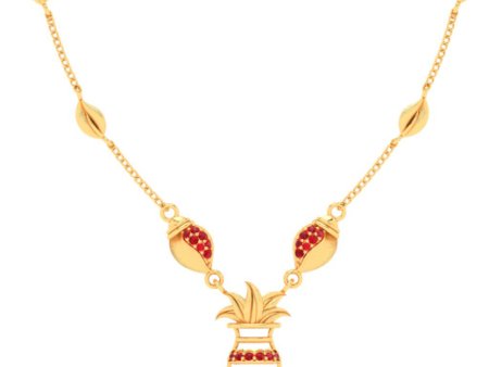 14k Gold Traditional Necklace With Red Stone For Discount