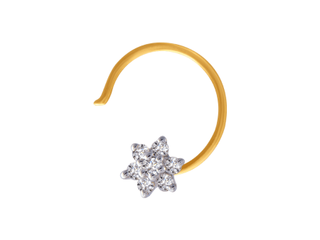 18KT (750) Yellow Gold And Diamond Nose Pin For Women For Discount