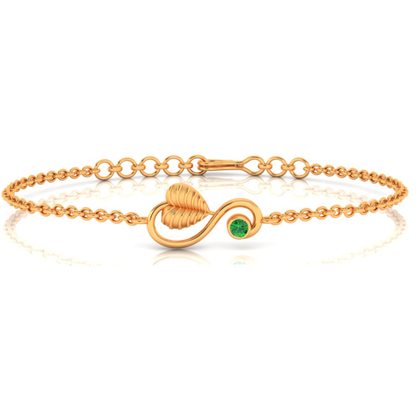 14k Gold Bracelet Leafy Kalka Style With Green Stone Online