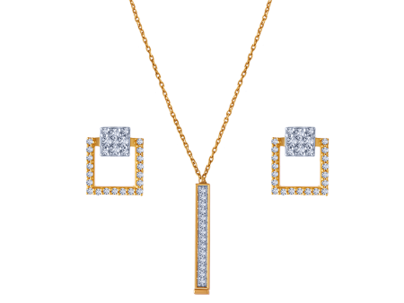 18k Sublime Petite Diamond Necklace Earrings Set Fashion