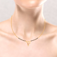 18k Square Shaped Diamond Mangalsutra With Red Stone For Cheap