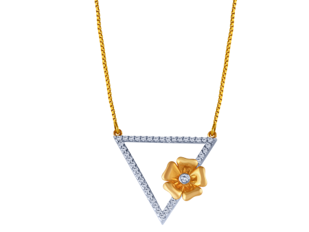 18k Triangle Shape Diamond Necklace With A Flower Discount